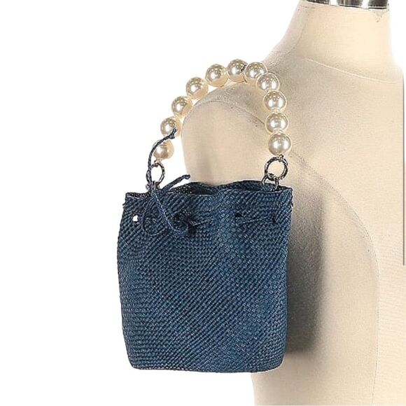 Soraya Hennessy Coqueta Bag Navy Blue Pearl Handle Strap...